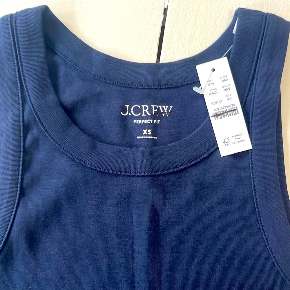 NWT J.Crew Perfect Fit High Neck Tank Top Navy Blue Womens Size XS - Picture 6 of 8